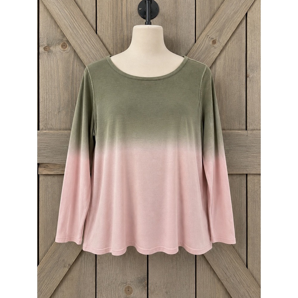 New Belle Beach Kim Gravel Sweater XL Green Pink Ombre Long Sleeve A396190